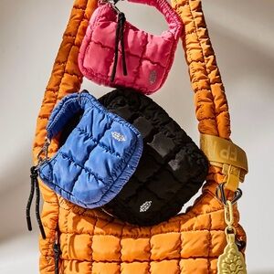 blue free people mini puff keychain